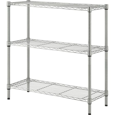 Lorell Wire Shelving, 3-shelf, Light-duty, 36"Wx14"Dx36"H, Silver LLR70066